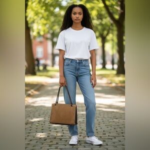 Sage Harbor Suede Tote Bag Tan Brown Leather Strap Shoulder Bag